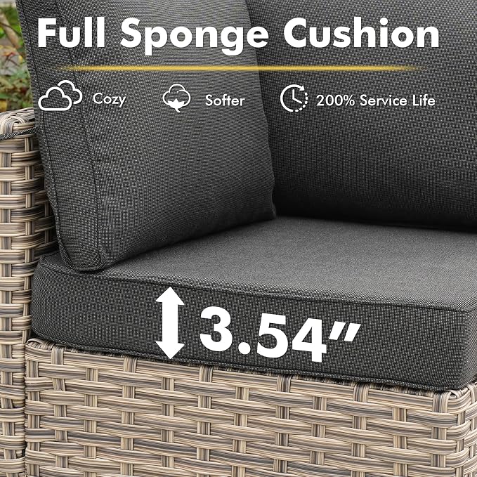 CAODOC Outdoor Sectional Patio Furniture Set,10 Pieces Wicker Conversation Sets L Shaped Couch,Out Door Sofa Outside Furniture with Swivel Chairs,Black