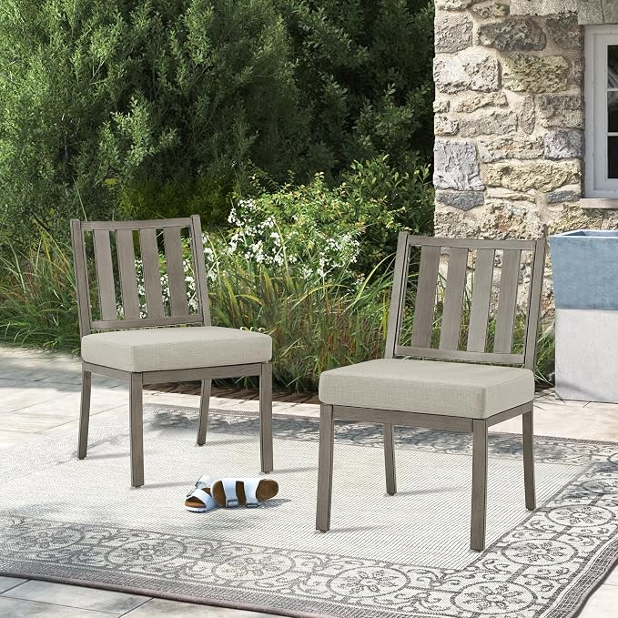 PEAK HOME FURNISHINGS Outdoor Aluminum Dining Set, 60" Round Dining Table with 4 Dining Chairs