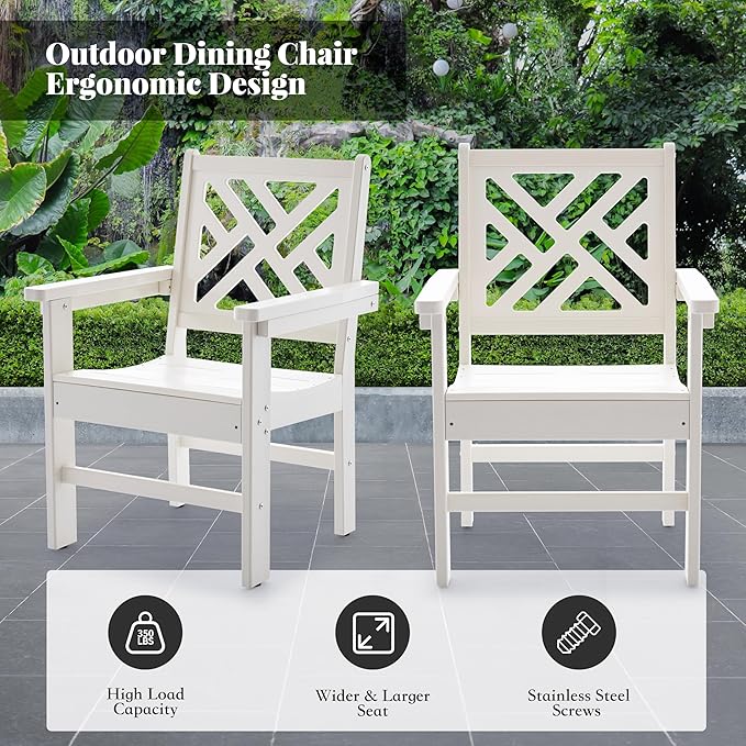 HDPE Dining Table Set for 4,5-Piece Outdoor Table and Chairs Include 4 Dining Chairs and 62.5" Patio Dining Table with Umbrella Hole (White)