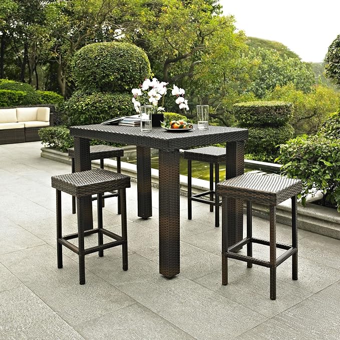 Crosley Furniture Palm Harbor 6-Person Rectangular Counter-Height Outdoor Bar Dining Table for Outside Patio, Brown