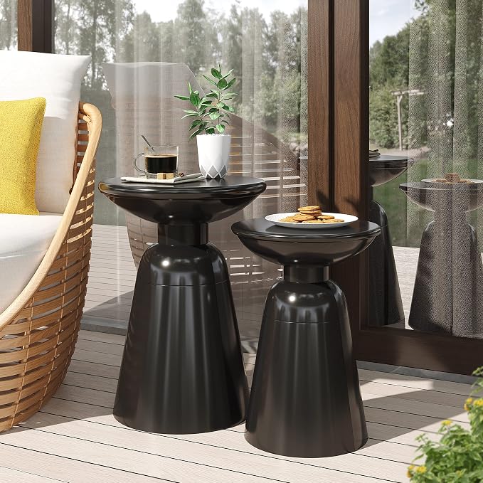Christopher Knight Home Pelon Outdoor Side Tables - Black (Set of 2)