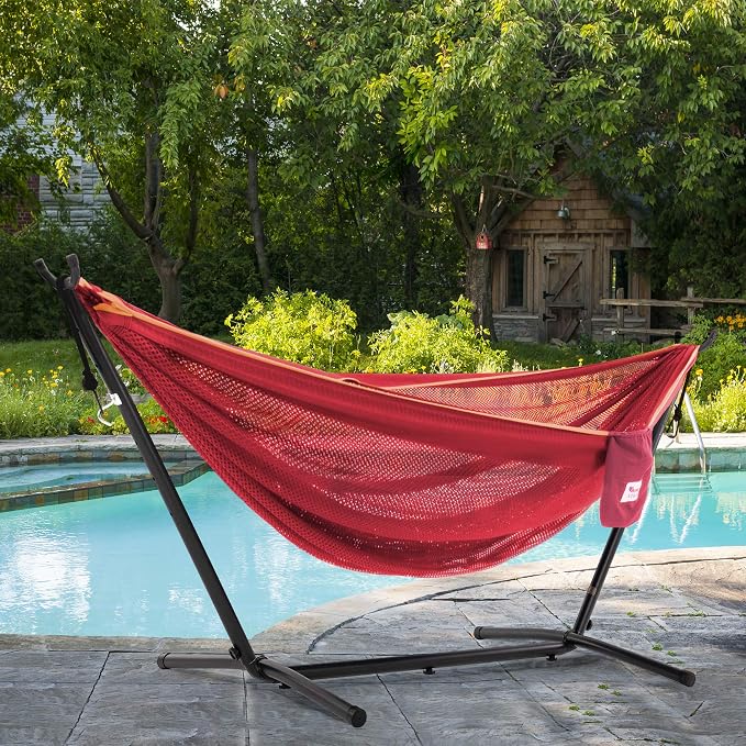Vivere C9MESH-46 Hammock with Stand, Peach and Punch