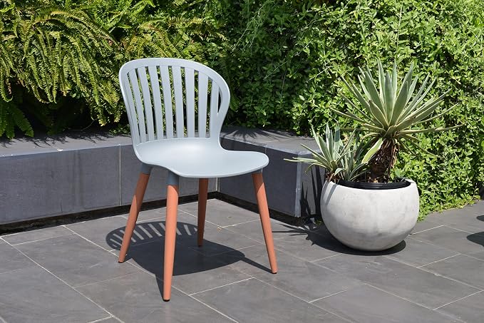 Amazonia Vouvant 9-Piece Rectangular Dining Set | Eucalyptus Wood | Ideal for Patio and Outdoors | Grey Chairs