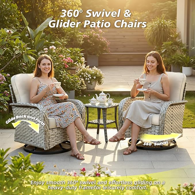 CAODOC 8-Piece Patio Furniture Set with L-Shape Sofa Chaise, Outdoor Sectional Couch Solar Table, Modern Modular Wicker Rattan Conversation Set