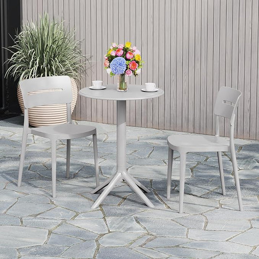 WestinTrends Playa 3-Piece Outdoor Resin Patio Bistro Set with Stackable Patio Dining Chairs, Gray