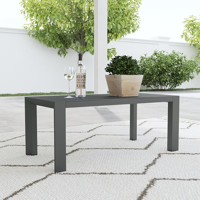 Homestyles Grayton Outdoor Coffee Table – 40-Inch Wide Aluminum Patio Table, Slatted Top, Rust-Resistant Frame, Easy Assembly, Gray