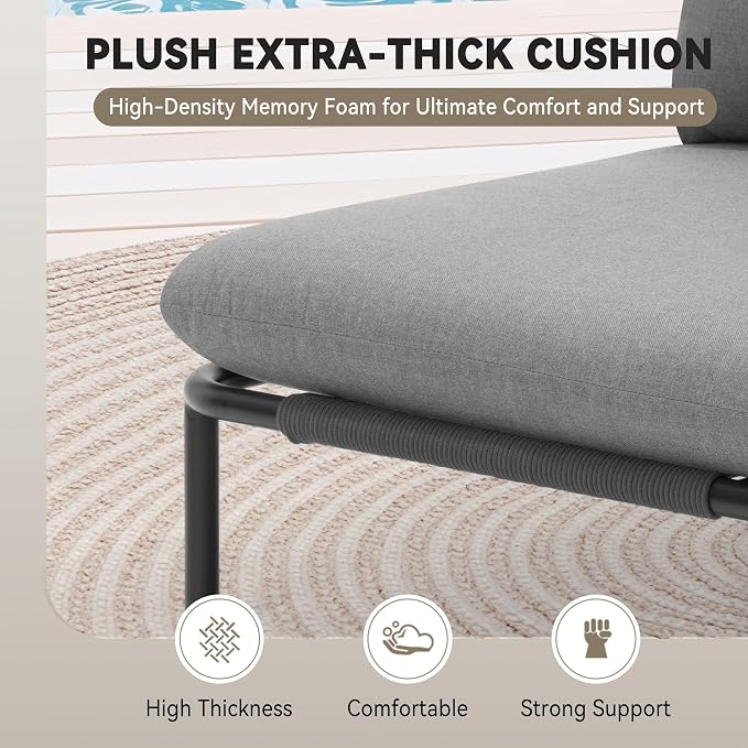 Crestlive Products Oversized Outdoor Couch, 2-Seater Modular Sectional Sofa with Cushions, Modern Patio Conversation Set for Backyard, Deck, Porch or Poolside