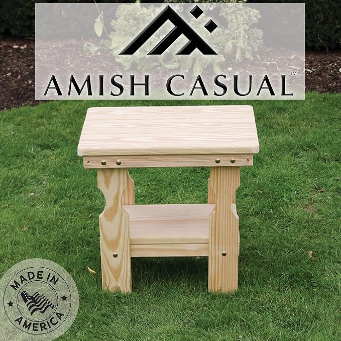 Amish Casual Heavy Duty Outdoor Unfinished End Table - Quality Crafted in The USA from Treated Pine by Amish Artisans