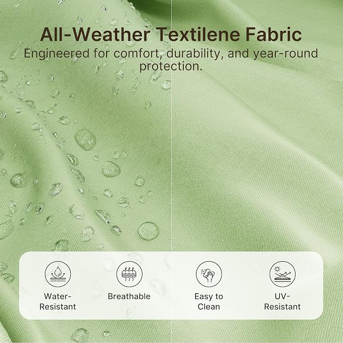 Ahomly 4-Piece Outdoor Patio Furniture Set, All Weather-Resistant Textile Fabric Outdoor Conversation Set with Coffee Table, Patio Rocking Chairs for Lawn, Balcony, Poolside (Green)
