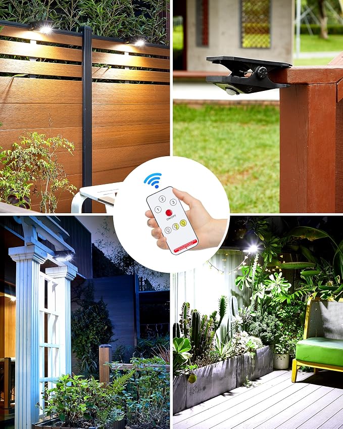Solar Motion Sensor Lights Outdoor, Clip on Solar Lights Outdoor Waterproof, High Bright Solar Powered Security Lights for Outside Fence Chain Link Camping (2, 118 LED)