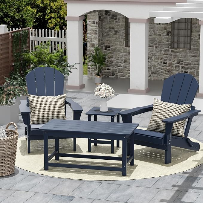 HDPE Laguna Outdoor Poly Adirondack Coffee Table, Navy Blue