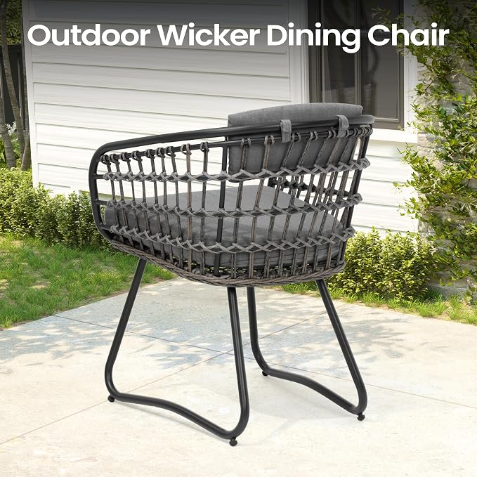 Pellebant 11-piece Outdoor Dining Set for 10 - Weather-Resistant Patio Dining Furniture, 116" Aluminum Outdoor Table with Umbrella Hole, Wicker Chairs with Cushion for Deck, Porch, Backyard, Gray