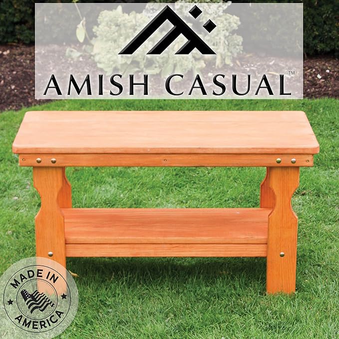 Amish Casual Heavy Duty Pressure Treated Wood Coffee Table in Cedar Stain - Crafted from Solid Pine by Amish Craftsmen in The USA
