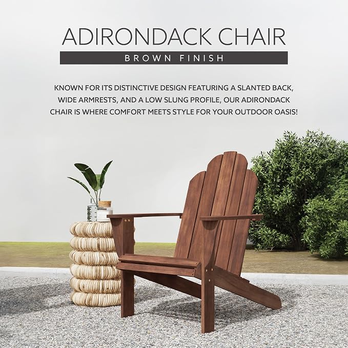Linon Home Dcor Home Decor Teak Wood Stock Chair, 30.4" wx37.6 dx37.8 h, Stain