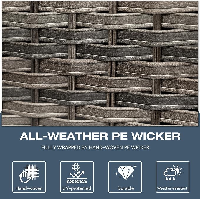 Outdoor Wicker Coffee Table - Patio PE Rattan Coffee Table with Storage Room Suitable for Patio Deck Garden Porch, Brown