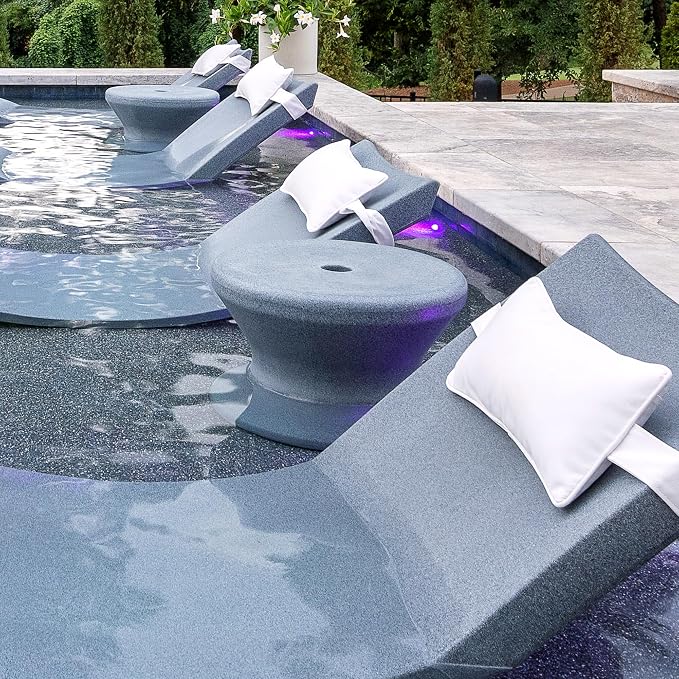 Ledge Lounger in-Pool Side Table with Umbrella Hole (Granite Gray)