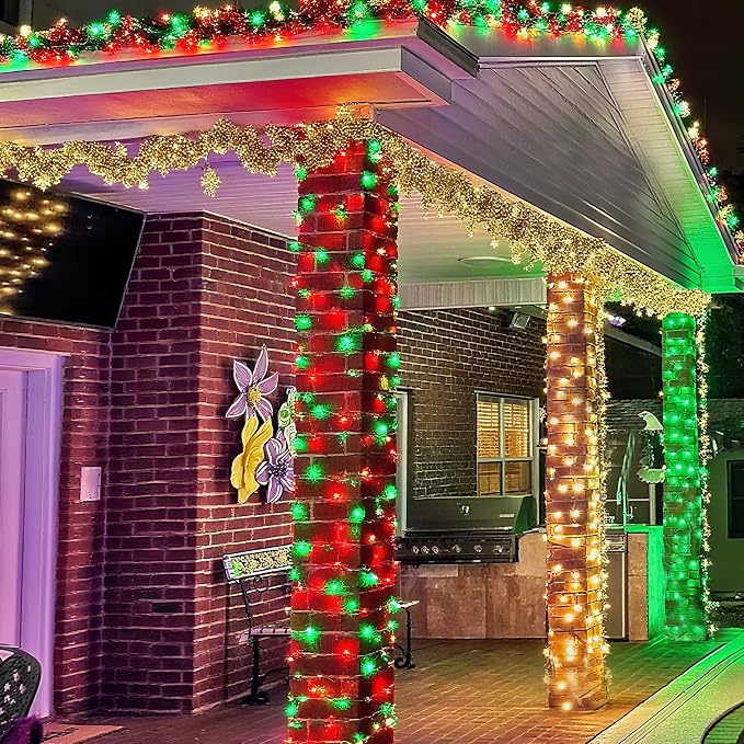 Joomer Christmas String Lights - 100FT 300LED Plug-in RGB String Lights | with Remote, Waterproof Outdoor Indoor with Timer Memory Function for Tree, Yard, Christmas Decor (Non-Connectable)