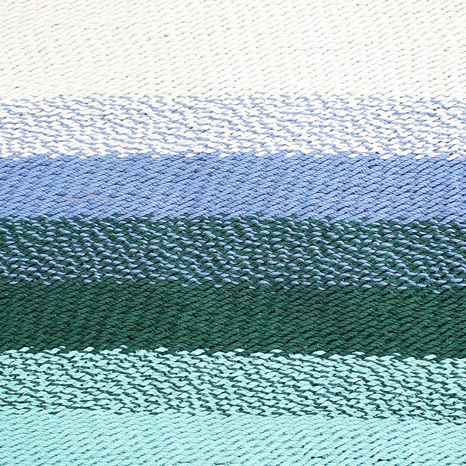 Sunnydaze Woven Double Hammock for Outside with Crocheted Edges and Spreader Bars - 600-Pound Weight Capacity Outdoor Hammock for Trees - Lagoon Stripes