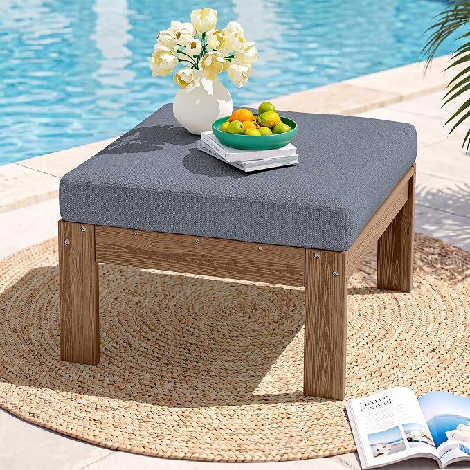 SERWALL HDPE Outdoor Ottoman with Cushions