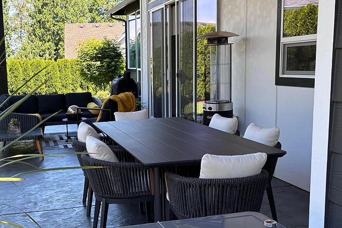 PURPLE LEAF 7 Pieces Outdoor Dining Set for 6, Aluminum Outdoor Patio Table and Chairs Set with Olefin Cushions, All-Weather Patio Dining Set for Garden or Deck, Grey