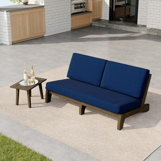 2 Pieces Patio Furniture Sets, All-Weather Outdoor Wood Bistro Set Patio Conversation Side Table Chiars and Patio Loveseat for Balcony, Backyard