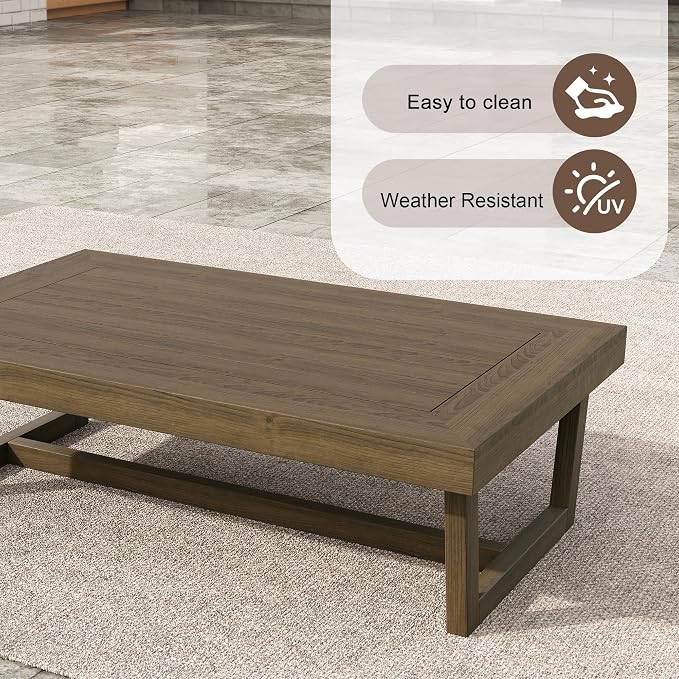 3 Pieces Patio Furniture Sets, All-Weather Outdoor Wood Bistro Set Patio Conversation Coffee Table Chiars and Patio Loveseat for Balcony, Backyard