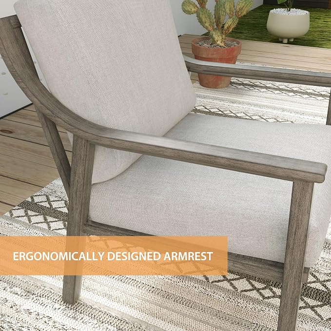 HAPPATIO 4-Piece Outdoor Patio Furniture Set for 5, Aluminum Outdoor Conversation Set Includes 1 Three-Seater Sofa, 2 Armchairs, and 1 Coffee Table, Perfect for Porch, Deck, Garden, (Grey)