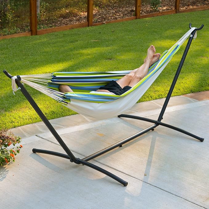 Algoma Net Portable Hammock Combo with Stand and Carry Bag, Blue
