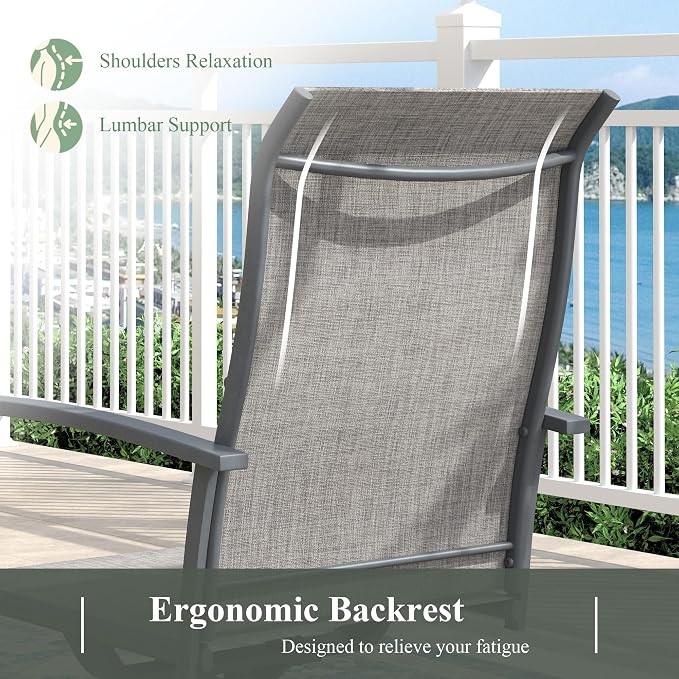 6 Pieces Patio Dining Set with Outdoor Bench, 63" Rectangular Patio Dining Table and Swivel Chairs for 6-7 People, Outdoor Furniture Set for Garden Deck, Grey & Dark Grey