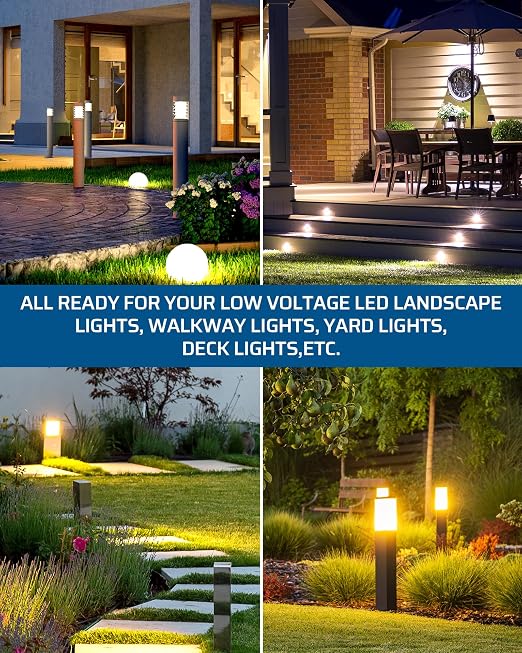DEWENWILS 300W Low Voltage Landscape Lighting Transformer, 120V to 12/15V AC, Weatherproof Low Voltage Landscape Transformer with Photocell & Timer, Multi Zone Landscape Lighting Transformer