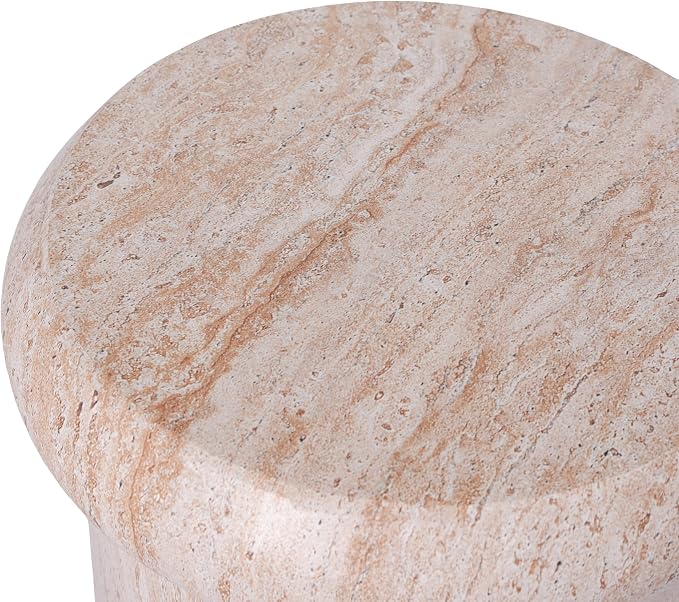 Christopher Knight Home 18.11 Inch Sculptural MGO Side Table Modern Round End Table Faux Travertine Indoor Outdoor Pedestal Accent Table