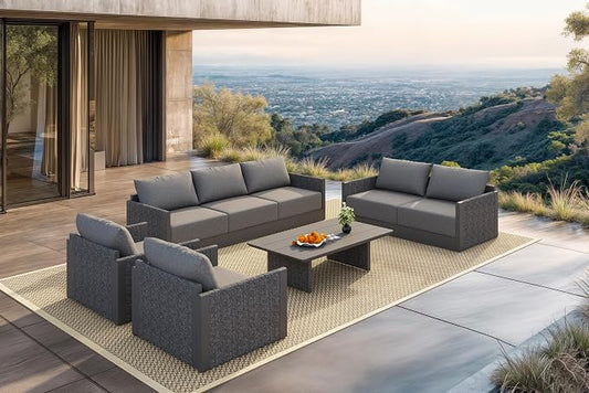 PURPLE LEAF 8-Piece Patio Furniture Set Patio Seating Sofas with Coffee Table Aluminum Furniture Outdoor Couch Sectional Set with Cushions and Aluminum Table Patio Conversation Sets Gray