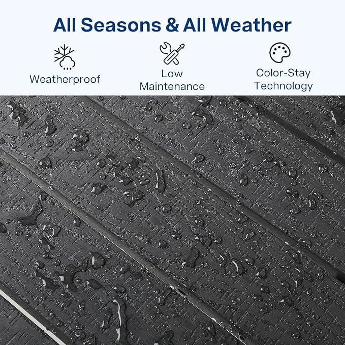 36" Outdoor Coffee Table, Weatherproof HIPS Patio Coffee Tables for Outside, All Weather Center Table with 220lbs Capacity for Deck, Garden, Balcony, Indoor or Outdoor Use, Black