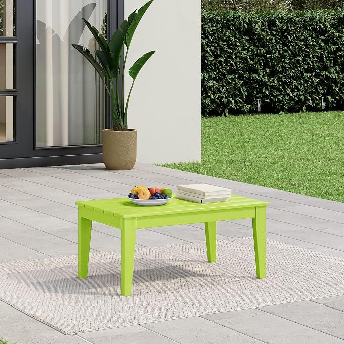 WestinTrends Malibu Low Outdoor HDPE Patio Rectangle Coffee Table, Lime