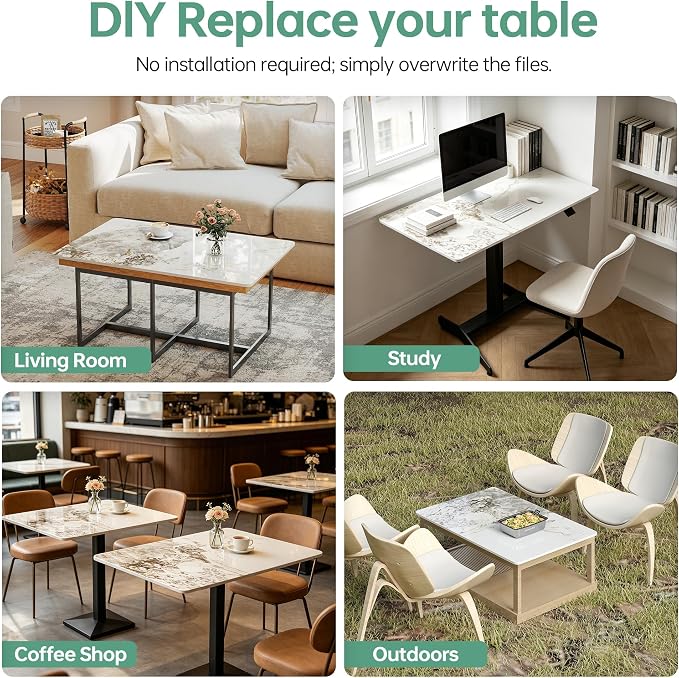 Rectangle Table Top,35.4 ” x 23.6 ” Ivory White Sintered Stone Tabletop, DIY Replacement & Cover Marble Desktop, Scratch & Wear Resistant, Easy to Clean, Suitable for Indoor & Outdoor