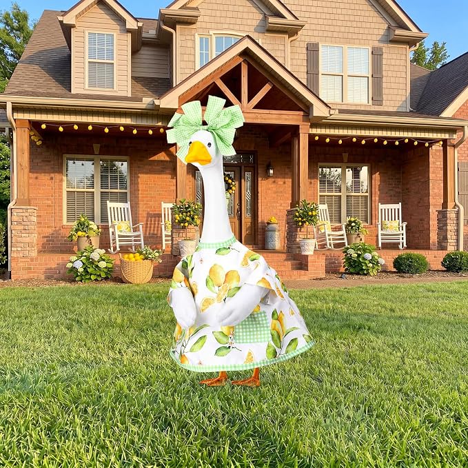 Abbylike Summer Lemon Porch Goose Outfit Spring Lemon Costume Clothes for 23'' Goose for Summer Garden Porch Statue Yard Pathway Decorations