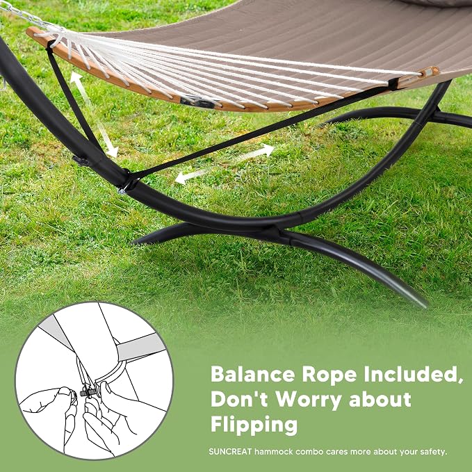 SUNCREAT Hammocks Standing Patio Hammock, Portable Hammock with Stand Foldable, Patent Pending, Brown