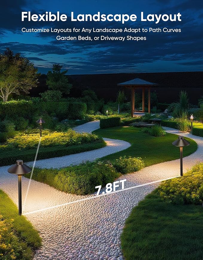 Low Voltage Landscape Lighting 12-Pack, Aluminum 12V Pathway Lights with G4 Bulbs, Waterproof Oil Rubbed Bronze Color Wired Path Lights with Connectors for Walkway Yard Garden