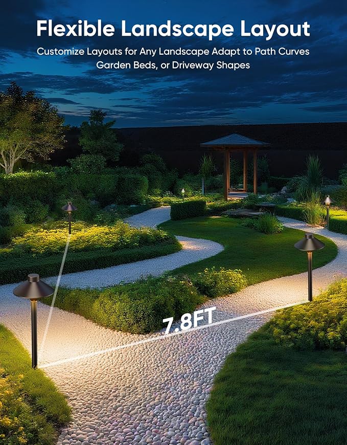 PARTPHONER Low Voltage Landscape Lighting 12-Pack, Aluminum 12V Pathway Lights with G4 Bulbs, Waterproof Stylish Matte Black Color Wired Path Lights with Connectors for Walkway Yard Garden
