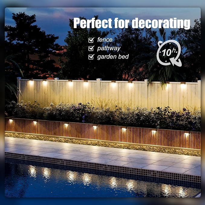SOLPEX Solar Deck Lights Outdoor 16 Pack,Step Light Waterproof,Warm White | Led Solar lights for Outdoor Stairs,Step,Fence,Yard,Patio and Pathway