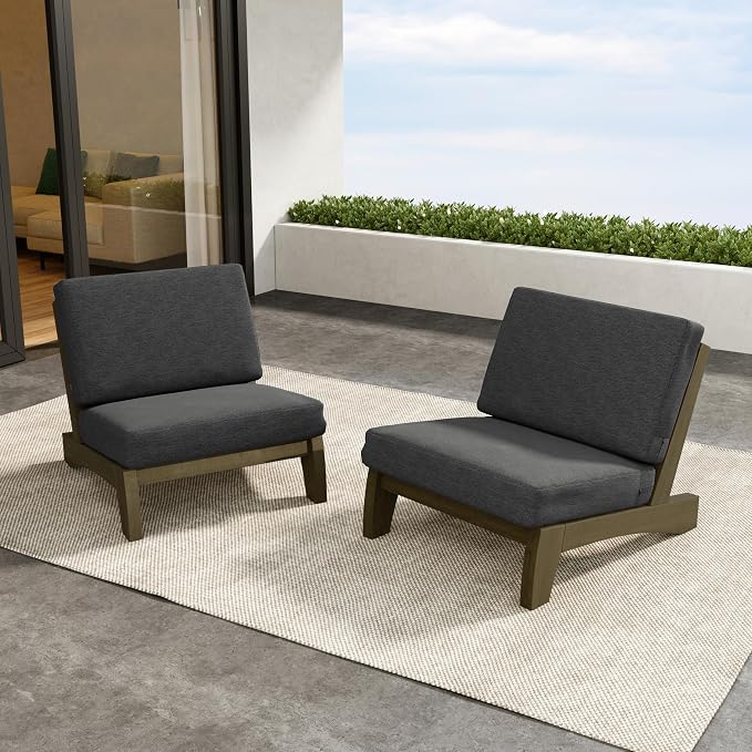2 Pieces Patio Furniture Sets, All-Weather Outdoor Wood Bistro Set Patio Conversation Chiarsfor Balcony, Backyard