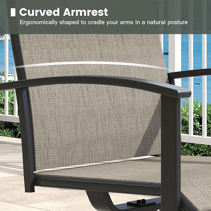 5 Pieces Round Patio Dining Set, Outdoor Furniture of 40.6" Round Patio Table and Patio Swivel Chairs for Backyard Lawn Garden, Black Table and Mixed Brown Chairs