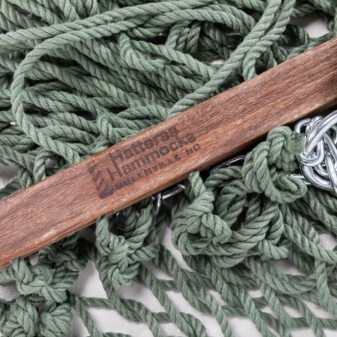Hatteras Hammocks Deluxe Meadow Duracord Rope Hammock with Free Extension Chains & Tree Hooks, Handcrafted in The USA, 450 LB Weight Capacity, 13 ft. x 60 in