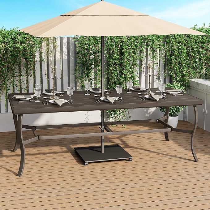 HAPPATIO Aluminum 9 Piece Patio Dining Set - Aluminum Outdoor Dining Set for 8, Patio Dining Table and Chairs Set, Patio Furniture with Table and Chairs (Black)