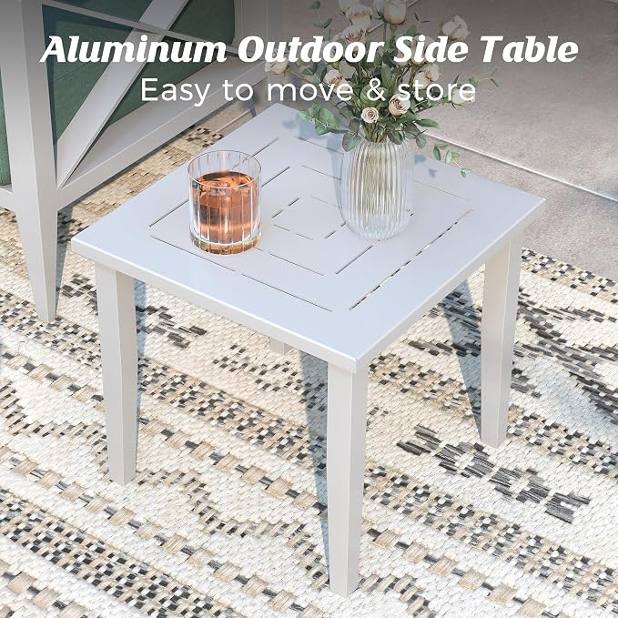Aluminum Outdoor Patio Furniture Set with 5.2" Thick Cushions, 11-Piece Outdoor Sectional with Ottomans, Patio Conversation Sets for Backyard,(White,5 Seats)