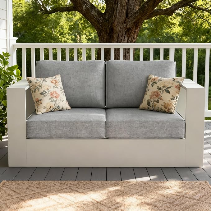 LayinSun Oversized Aluminum Outdoor Furniture, 1 Piece Patio Lovseat Sofa, Deep Seating and Upgraded 6-inch Cushions for Porch, Balcony, Deck