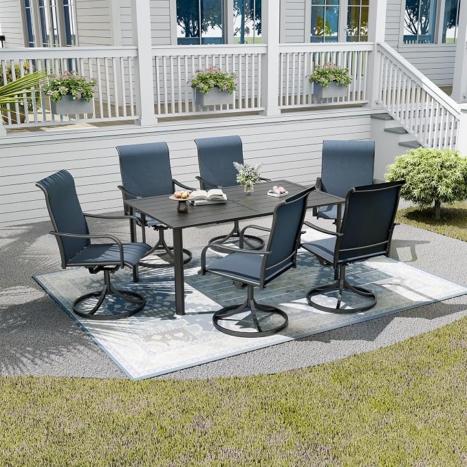 Patio Table for Garden Backyard Use,63" x 38" Large Weather-Resistant Outdoor Dining Table for 6 Person,Black