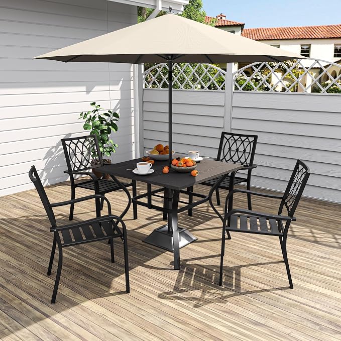 Square Patio Dining Table, 40 Inch, Natural Wood Look