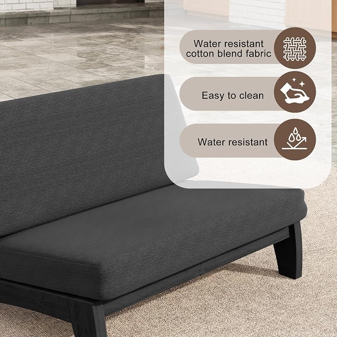 2 Pieces Patio Furniture Sets, All-Weather Outdoor Wood Bistro Set Patio Conversation Side Table Chiars and Patio Loveseat for Balcony, Backyard