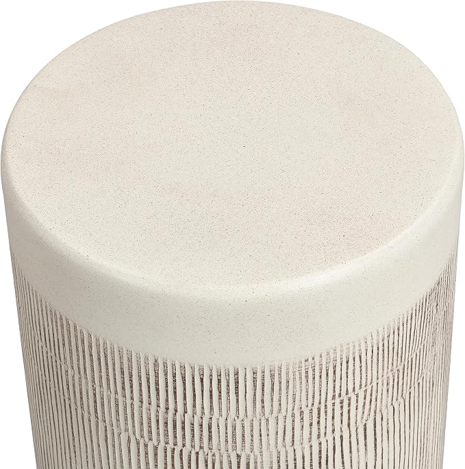 Christopher Knight Home 17.52" H Textured MGO Side Table Cylindrical End Table Indoor Outdoor Living Room Patio Balcony Decor Minimalist Accent Furniture, White